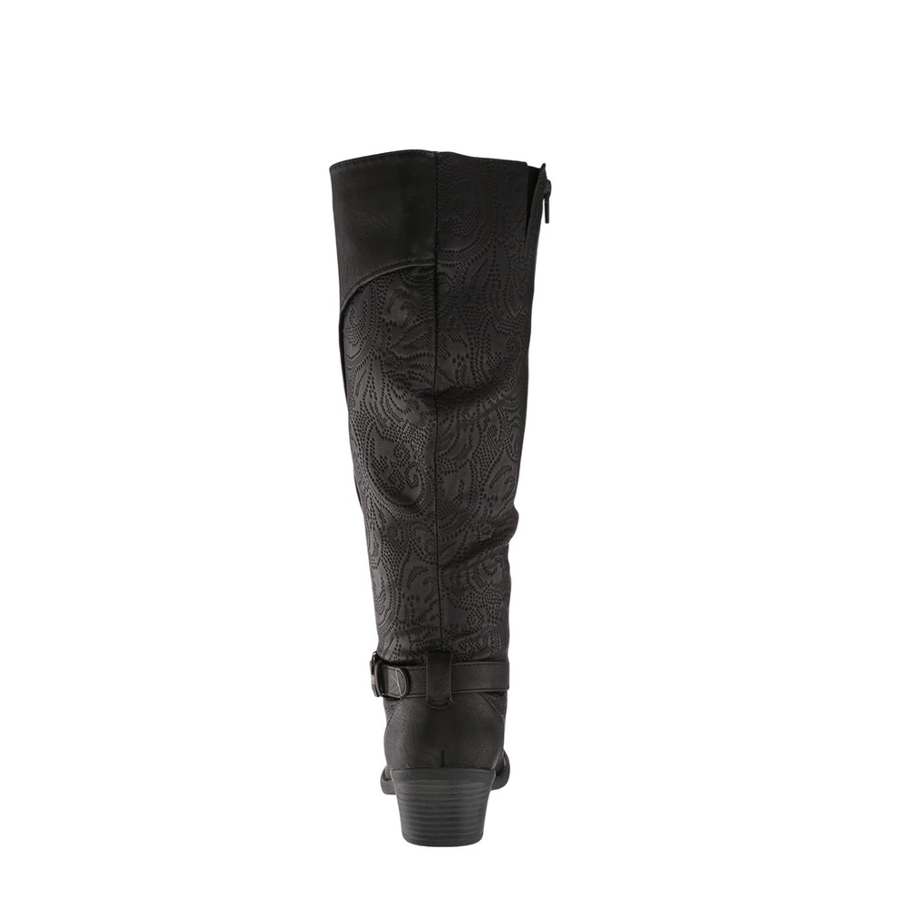Easy Street Women Luella Plus Knee High Black Embossed Boot Sz 6.5 WIDE CALF NWT - Picture 6 of 8